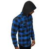Men's Hoodies Shirts Autumn Fashion Casual Plaid Long Sleeve Cotton High Quality Pullover Hooded Shirt Winter Mens Top Blouse