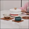 Mats Pads Wooden Pan Mat Heat Resistant Pot Plate Coaster Thickened Solid Wood Hollow Antiscalding Dish Drop Delivery Home Garden Dheqy