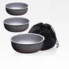 Skålar Pure Titanium Set Ultralight Dinner Bowl Pan med fällbara handtag för utomhuscampingvandringspicknick