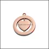 Breloques petit pendentif miroir en acier inoxydable creux rotatif carré Circar coeur bijoux à bricoler soi-même faisant des accessoires collier goutte De Ot4Q9