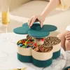 Plates Revolving Fruit Tray Family Living Room Tea Table Candy Snack Melon Seeds Dried Storage Box Petal Net Red