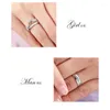 Anneaux de mariage mignon couronne coeur Zircon anneau réglable creux sans fin amour amoureux Couples pour femmes hommes fiançailles bijoux cadeaux