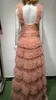 Casual Dresses Women Luxury Pink Evening Party Dress Elegant Vintage Mesh Lace Ball Gown Formella nattklänningar Prom Vestidos