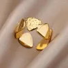 Anillos de boda geométricos de Color dorado redimensionable para mujer, anillo de acero inoxidable para hombre, joyería estética de moda, regalo para mujer