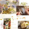 Gift Wrap 180PCS Vintage Natural Waterproof Decorative Stickers Transparent Gold Foil Plants Floral For Scrapbooking