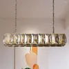 Lustres cristal rectangulaire moderne rétro LED lampes noires salle à manger cuisine île décor