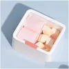 Storage Boxes Bins Cotton Pad Box Desktop Organizer Dustproof Er Abs 2Grid Dispenser For Countertop Dressing Room Travel Balls Dro Dhhm0