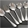 Dinnerware Sets 30Pcs Stainless Steel Cutlery Set Steak Knife Fork Coffee Spoon Teaspoon Kitchen Mirror Finish Drop Delivery Home Ga Dhl4K