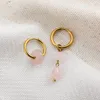 Hoop örhängen Böhmen Round Heart Natural Stone Earring Gold Color Rostfritt stål Small Circle For Women Fashion Jewelry Gift