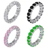 Klusterringar 2023 Luxury Black Pink Green Silver Color Estetic Wedding Band Eternity Ring for Women Gift Finger Jewelry R5696