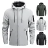 Men's Jackets Comfortable Stylish Hooded Solid Color Casual Jacket Multi Pockets Men Windbreaker Stand Collar Outerwear