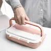 Ensembles de vaisselle Boîte à lunch portable Bento en acier inoxydable avec vaisselle 3/4 compartiment conteneur boîte à lunch étanche pour le bureau de l'école