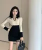 Casual Dresses Make Firm Offers! Spice V-neck Long-sleeve Dress Color Cultivate One's Morality Show Thin Irregular Bump Buttock Women In