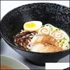 Ciotole Ciotola per zuppa di ramen giapponese in ceramica con cucchiaio e bacchette abbinate adatte per Udon Soba Consegna a goccia di grandi dimensioni Home Garde Dh7Jd