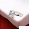 Cluster Rings High Quality Classic Womens 925 Sterling Sier Ring Cubic Zircon Wedding Jewelry Present Box Drop Delivery Dhuq4