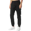 Men's Pants Skinny Cargo For Men Mens Four Seasons Street Leisure Sports Multi Pocket Drawstring Strap Solid Color Woven