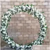 装飾的な花の花輪50cm diy人工花の列アカンソスフェアユーカリウェディングホームバックグラウンド装飾ローズペーニーヒドランドーグ