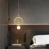 مصابيح قلادة حديثة جولة LED ذهبية مصباح نوم بجانب السرير الفاصوليا السحرية معلقة الإضاءة غرفة المعيشة ممر الممر الممر