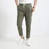 Pantalons pour hommes 2023 printemps et été mince Style tendance 9 points décontracté droit taille élastique cordon confortable