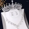 Collier Boucles d'oreilles Ensemble de luxe Crystal Drop Drop Bridal Rhingestone Choker Tiaras Sets Wedding African Perles Jewelry