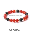 Fios de miçangas de 8 mm de miçangas de pedra de ágata vermelha fosca de hematita lava pulseiras para homens homens yoga buda jóia yeeking yummyshop dhbhk