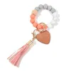 Party Favor Sile Heart Wood Bead Podstawowy kolor Bransoletka Bransoletka klęska LEOPDARD TASSEL KLUCZ KLUCZ KLUCZ WIENDANT