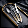 Dinnerware Sets Luxury Cutlery Set Stainless Steel Sierware Dinner Knife Fork Spoon Mirror Polished Dishwasher Safe Drop Delivery Ho Dhw5S