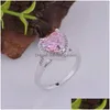 Cluster Rings Arrival Ring For Women 925 Sier Jewelry Heart Shape Pink Zircon Gemstone Wedding Bridal Party Gift Finger Ornaments Dr Dhpg5