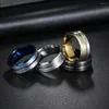 Bagues de mariage en acier titane à rainure bleue de 8mm pour hommes et femmes, bague en acier inoxydable de haute qualité, bijoux cadeaux de noël