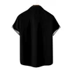 Camicie casual da uomo Camicia con stampa di note musicali in bianco e nero Street Trend Camicetta a maniche corte Top Fashion Confortevole Unisex oversize