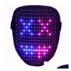 Masques de fête 2022 Halloween Led Mask Luminous 25 Dynamic Pictures Still Picturess Facechanging Induction Dance Bar Atmosphere Drop De Dh8Tm