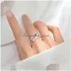 Cluster Rings Yizizai Simple Art Small Fresh Branch Green Leaf Ring For Women Vintage Sier Color Ladies Trendy Fashion Finger Jewelr Dhxwq