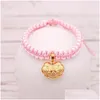 Dog Collars Leashes Cat Collar Pet Longevity Lock Bell Hanging Decoration Necklace Golden Neck Ring Christmas Accessories Drop Del Dhtwg