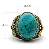 Pierścienie klastra marka 925 Sterling Sier Mens Natural Turquoise Ring Vintage Design z niebieskim CZ CZ Punk Rock Male T Drop dostarczenie J DHK9Y