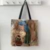 Borse per cosmetici Borsa in tela da donna Borsa a tracolla di grande capacità Borsa a tracolla con animali in arte retrò Shopping in tessuto di cotone ecologico per ragazze