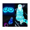 Autres Fournitures De Fête D'événement 1 Pcs Voiture Led Voitures Porte-gobelet Bas Pad Roue Lumière Er Atmosphère Décorative Bienvenue Tapis Antidérapant Couleur Dhnj7