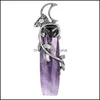 Pendanthalsband blad Amethyst Crystal Gem Stone Pendants Jewelry Making Pendant Drop Delivery DH503