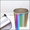 Mugs Stainless Steel 500Ml Travel Cup Tumbler Wine Mug Coffee Beer Sts Lids Vacuum Straight Drop Delivery Home Garden Kitchen Dining Dhddm