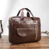 Briefcases Men Original Leather Antique Fashion Business Briefcase 15.6" Laptop Case Attache Portfolio Bag One Shoulder Messenger 1116