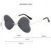 Solglasögon Summer UV400 varumärkesdesigner Eyewear Rimless Heart Sun Glasses Love Shaped