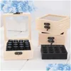 Storage Boxes Bins 16/25/36/64 Slots Wooden Essential Oil Box Carry Organizer Bottles Container Case Drop Delivery Home Garden Hou Dh7Dr