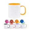NEW Sublimation white Plastic mug 11oz inner colored coffee cup with handle heat safe PBT heat transfer printing mugs DIY LOGO Food Grade BPA Free