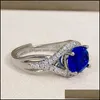 With Side Stones Fashion Luxurious Mticolor Charm Zircon Rings Ladies Party Jewelry Open Sapphire Set Colorf Ruby Blue Diamond Orbit Dhuuz