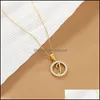 Pendant Necklaces Sheishow Trend Geometric Letter Shape Stainless Steel Rhinestone Shiny Nacklace For Women Jewelry Fashion Clavicle Otaql