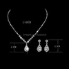 Earrings Necklace 2Pcs/Set Rhinestone Angel Teardrop Earring Set Bride Bridesmaid Wedding Jewelry Ladies Trend Gift Drop Delivery S Otu4O