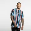 Men's T Shirts Summer Loose Fitness T-Shirt Fashion Hip-Hop Stripes Casual Sports Short-Sleeved Polyester Quick-Drying