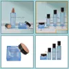 Packa flaskor 40 ml 100 ml 120 ml tomt fyrkantigt bl￥tt glas lotion pump 50g kosmetiska burkar p￥fyllningsbara resoreserbeh￥llare med b ottgq