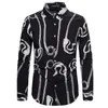 Men's Casual Shirts Men's Style Vacation Fun Long-sleeve Pin Printing Business Shirt Night Club European And American Sizes Mens Dress