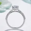 Cluster Rings Sweet Cute Luxury Jewelry Real 925 Sterling Silver Princess Cut White Cubic Zirconia Party Eternity Women Wedding Ring