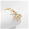 Pendant Necklaces Gold Color Winding Shape Snake Necklace Chain Cz Vivid Animal Jewelry Punk Style Bijouxpendant Pendantpendant Drop Dhlf9